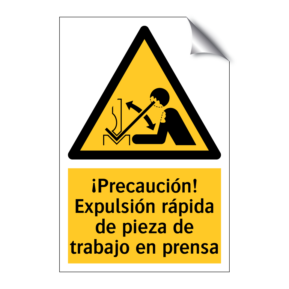 ¡Precaución! Expulsión rápida de pieza de trabajo en prensa