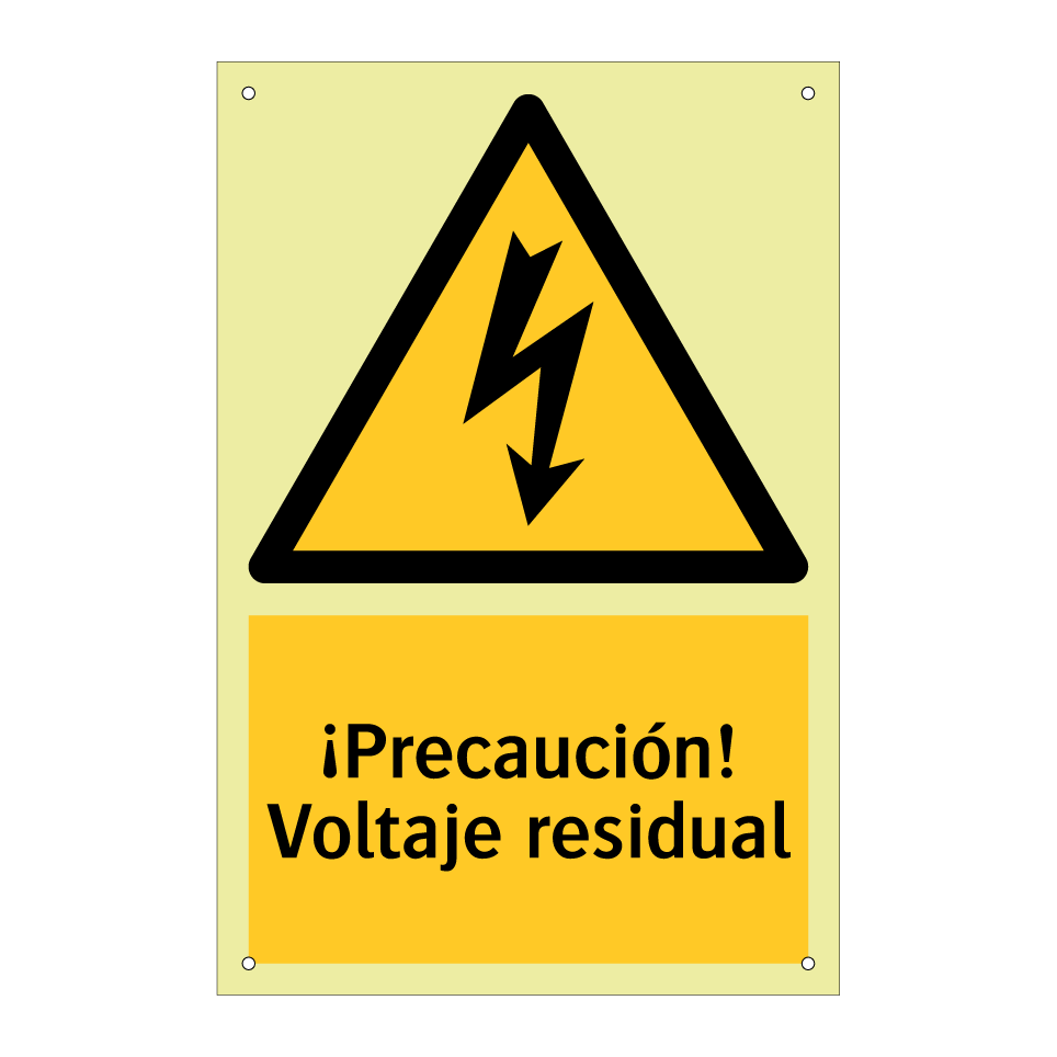 ¡Precaución! Voltaje residual