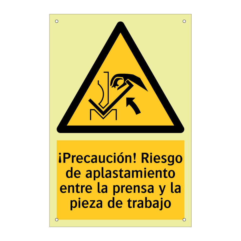 ¡Precaución! Riesgo de aplastamiento entre la prensa y la pieza de trabajo
