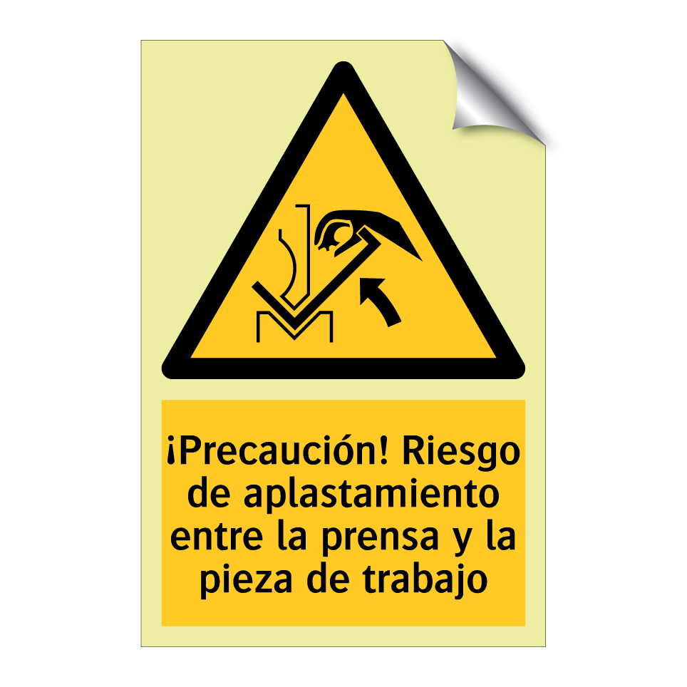 ¡Precaución! Riesgo de aplastamiento entre la prensa y la pieza de trabajo