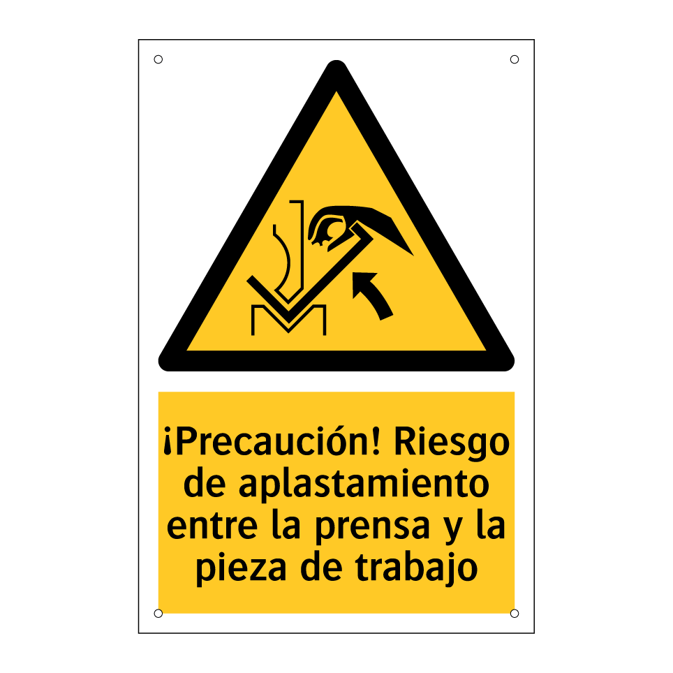 ¡Precaución! Riesgo de aplastamiento entre la prensa y la pieza de trabajo
