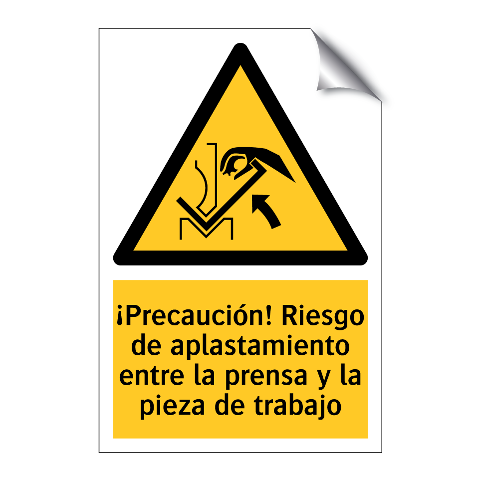 ¡Precaución! Riesgo de aplastamiento entre la prensa y la pieza de trabajo