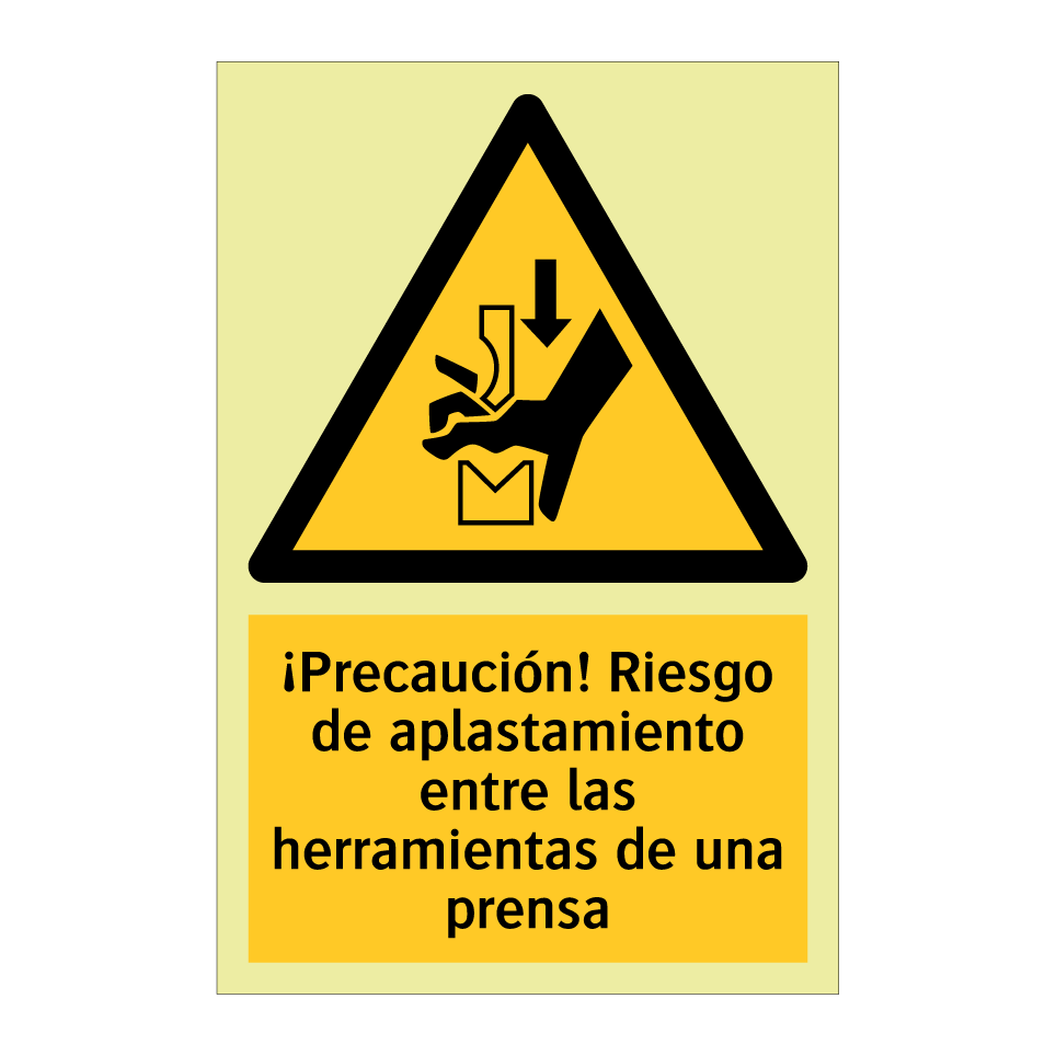 ¡Precaución! Riesgo de aplastamiento entre las herramientas de una prensa