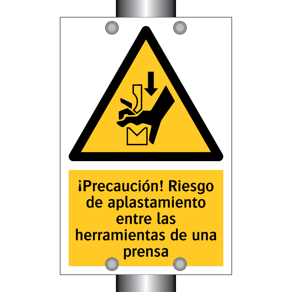 ¡Precaución! Riesgo de aplastamiento entre las herramientas de una prensa