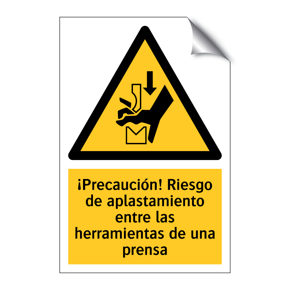 ¡Precaución! Riesgo de aplastamiento entre las herramientas de una prensa