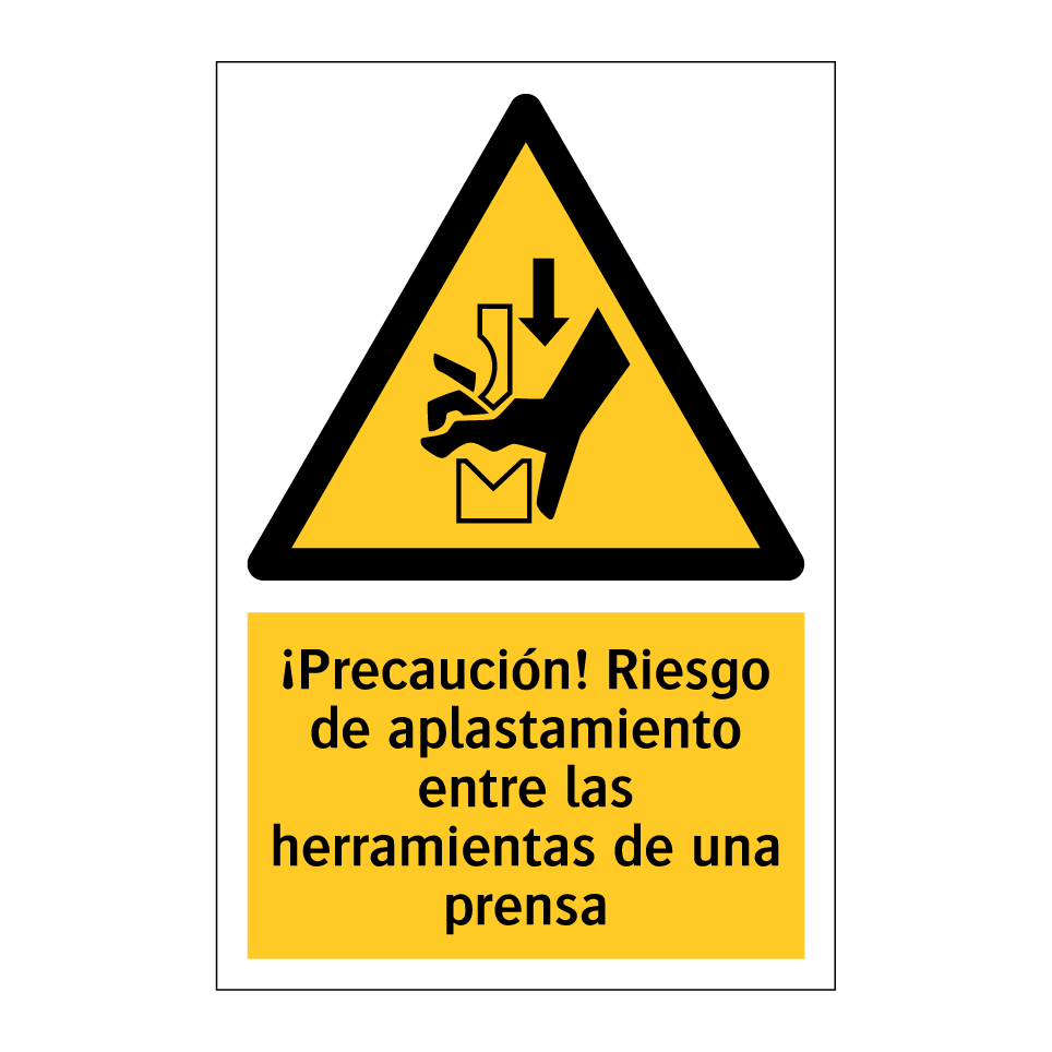 ¡Precaución! Riesgo de aplastamiento entre las herramientas de una prensa