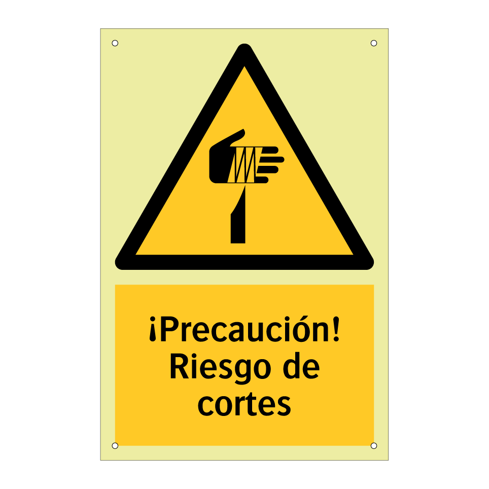 ¡Precaución! Riesgo de cortes