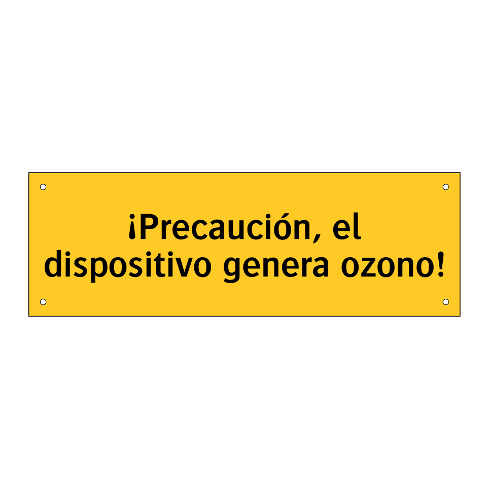 ¡Precaución, el dispositivo genera ozono!