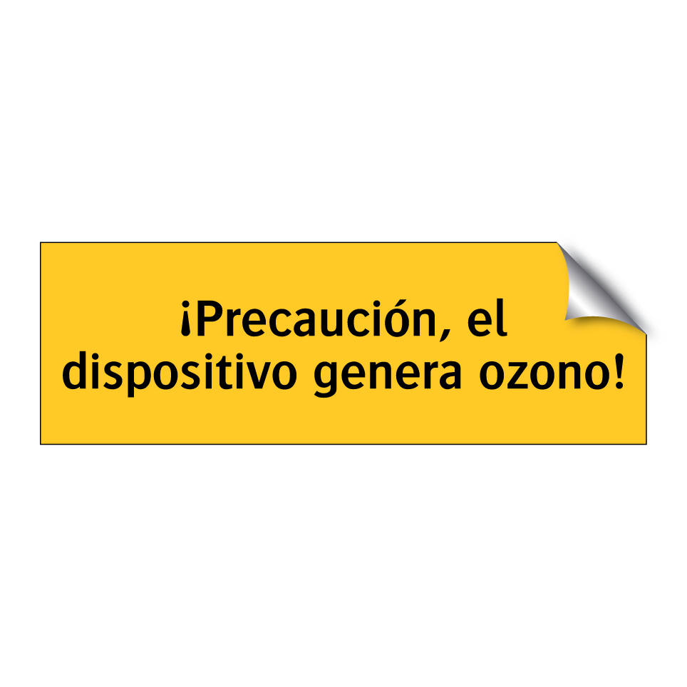 ¡Precaución, el dispositivo genera ozono!