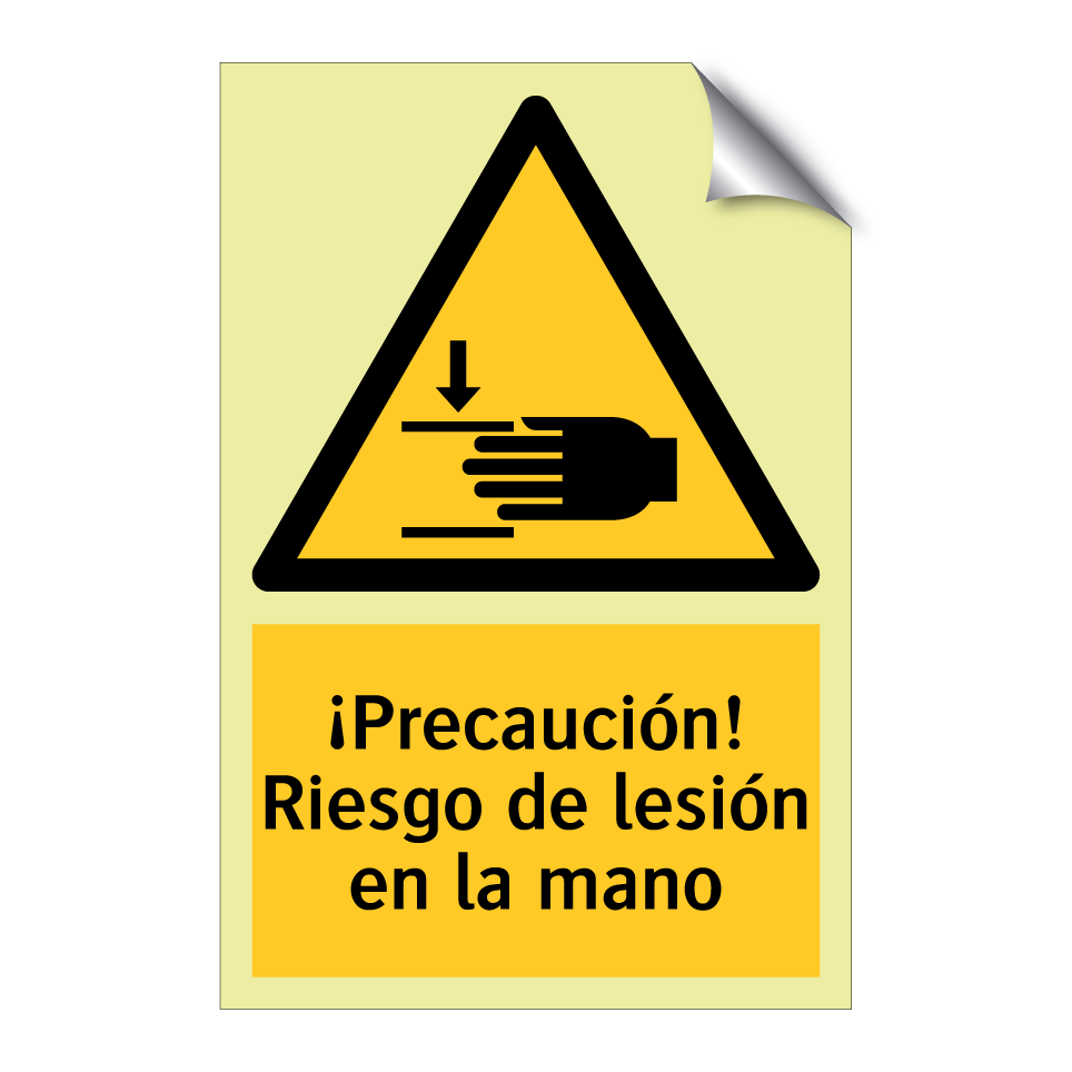 ¡Precaución! Riesgo de lesión en la mano