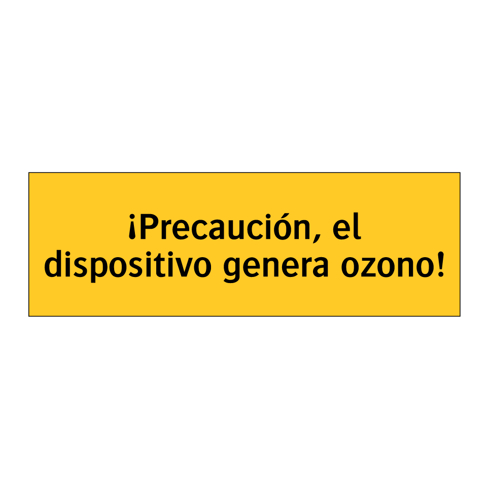 ¡Precaución, el dispositivo genera ozono!
