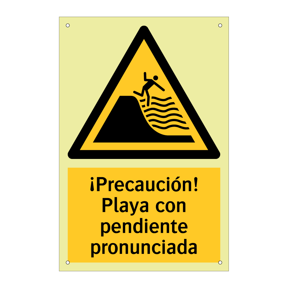 ¡Precaución! Playa con pendiente pronunciada