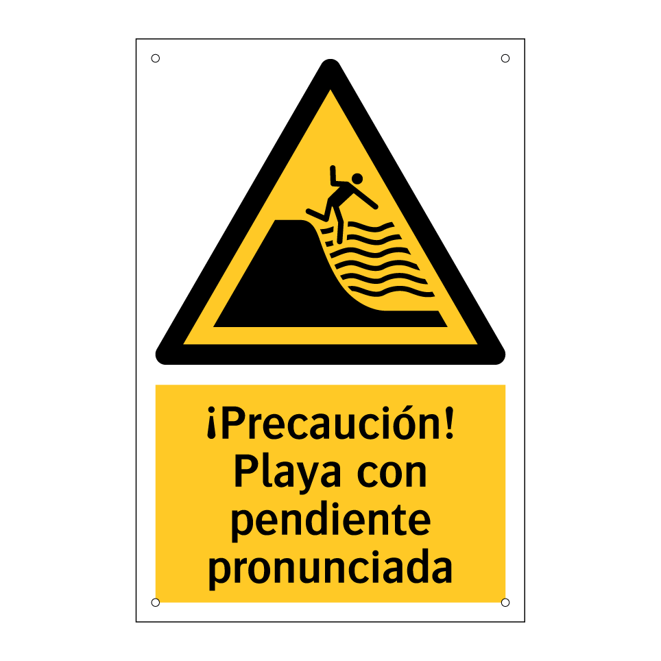 ¡Precaución! Playa con pendiente pronunciada