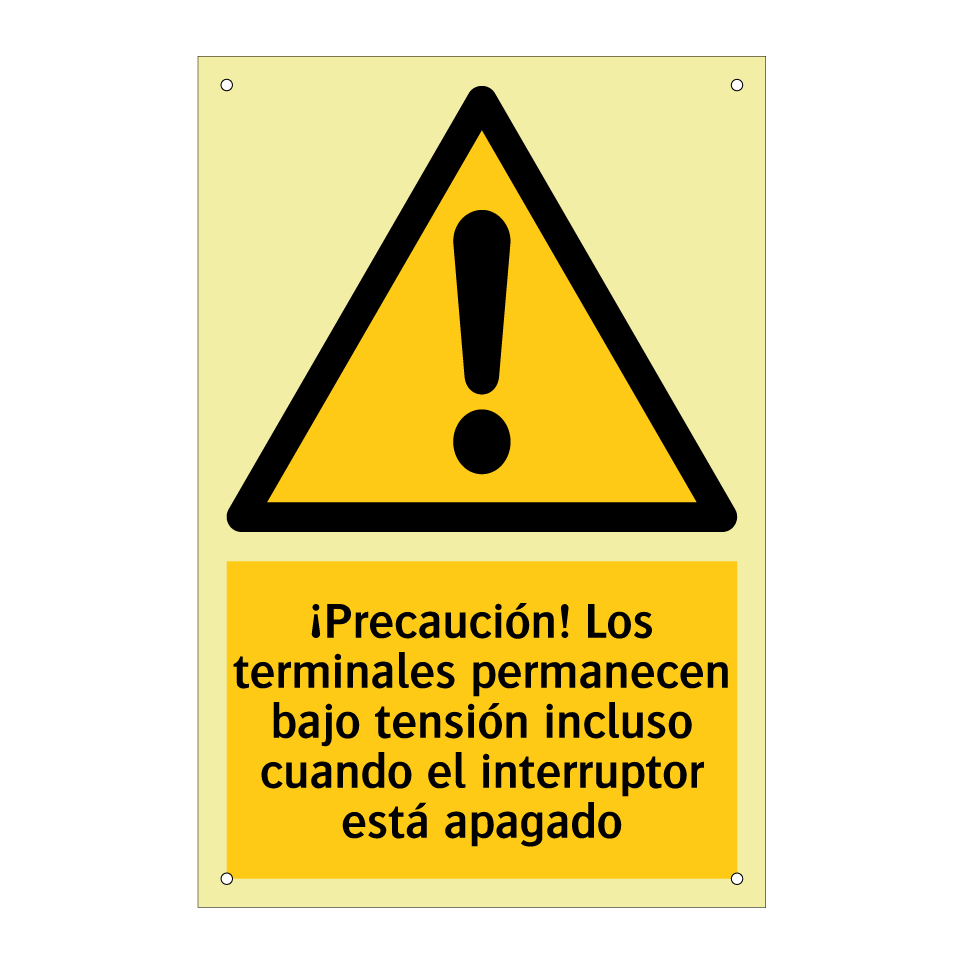 ¡Precaución! Los terminales permanecen bajo tensión incluso cuando el interruptor está apagado