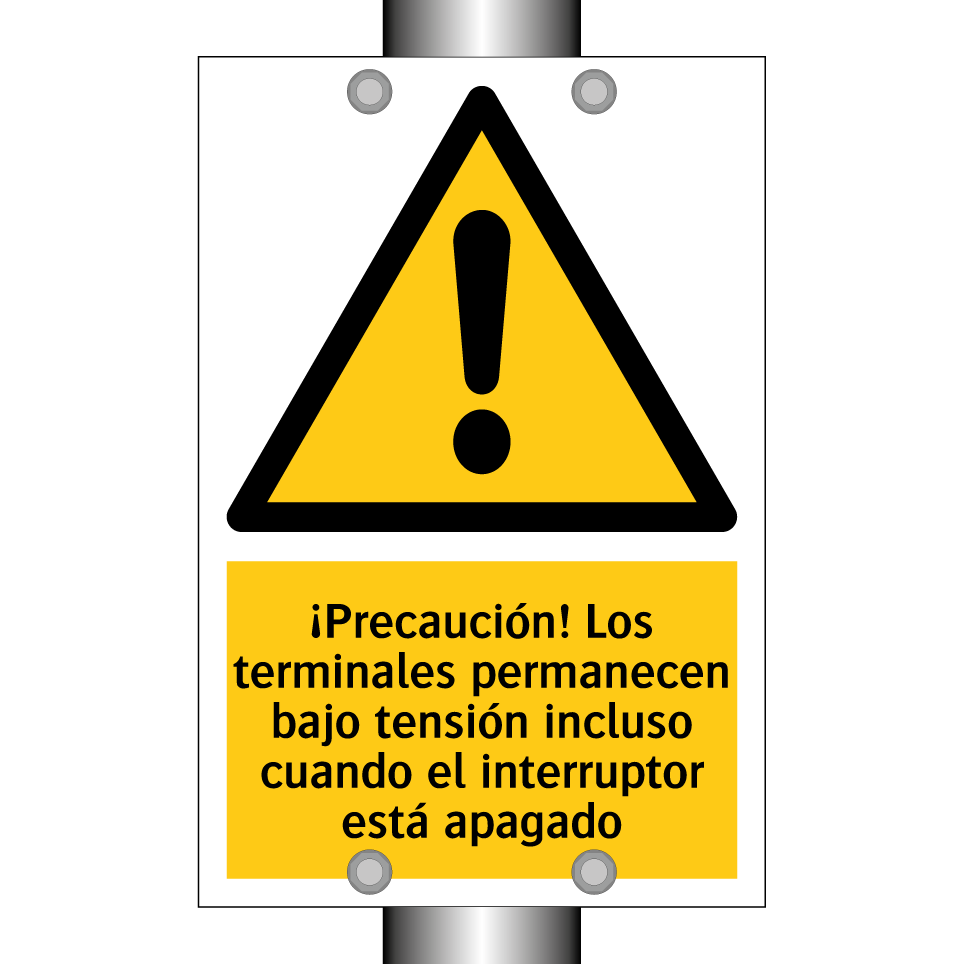¡Precaución! Los terminales permanecen bajo tensión incluso cuando el interruptor está apagado
