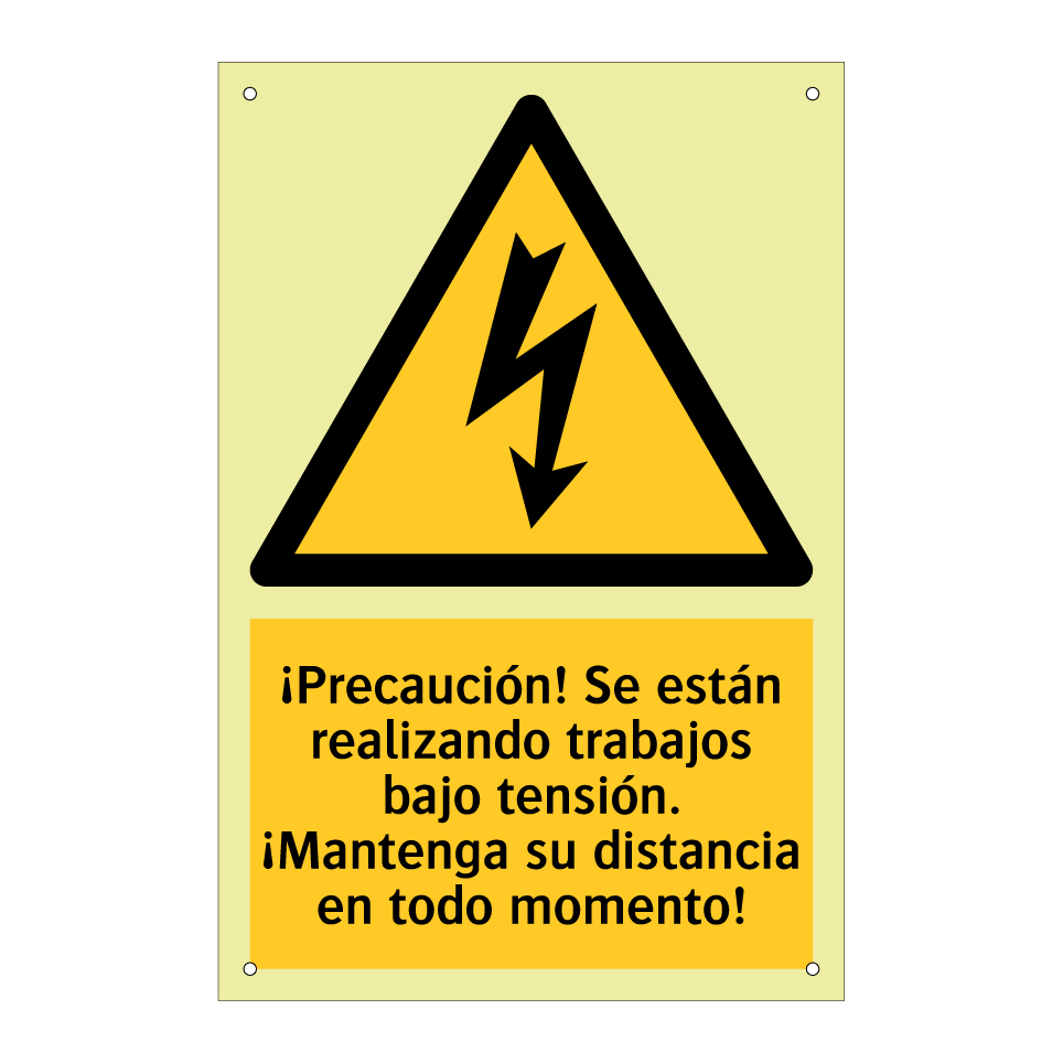 ¡Precaución! Se están realizando trabajos bajo tensión. ¡Mantenga su distancia en todo momento!