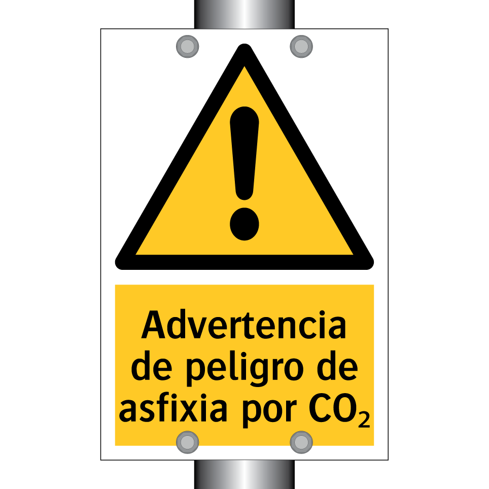 Advertencia de peligro de asfixia por CO₂