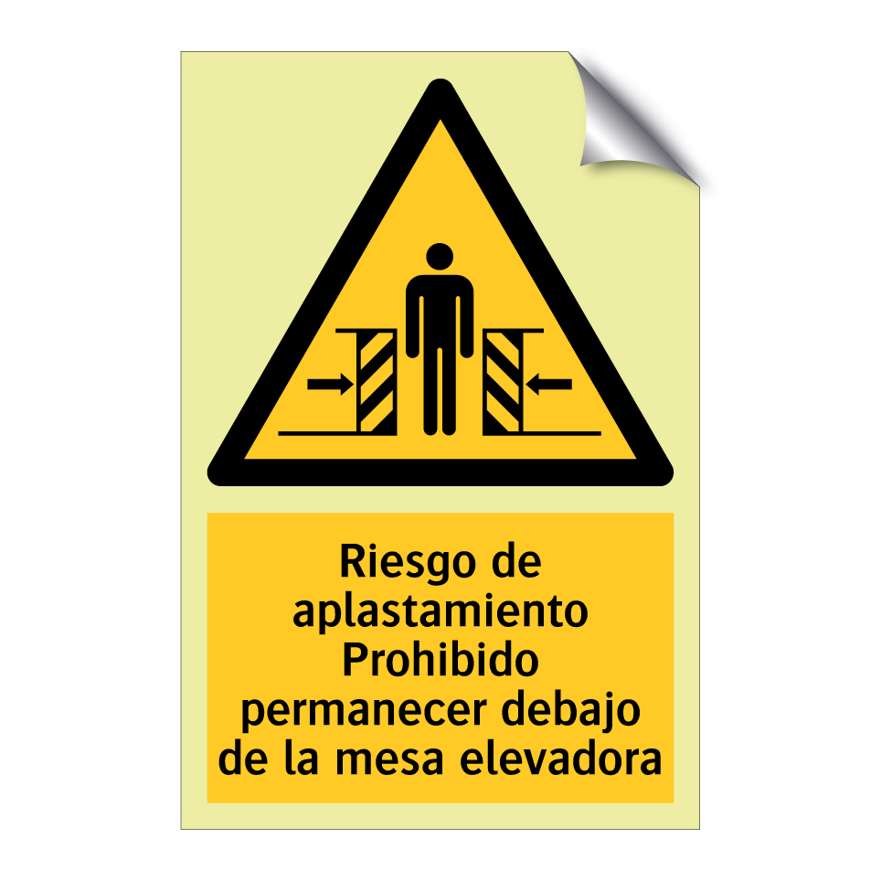Riesgo de aplastamiento Prohibido permanecer debajo de la mesa elevadora