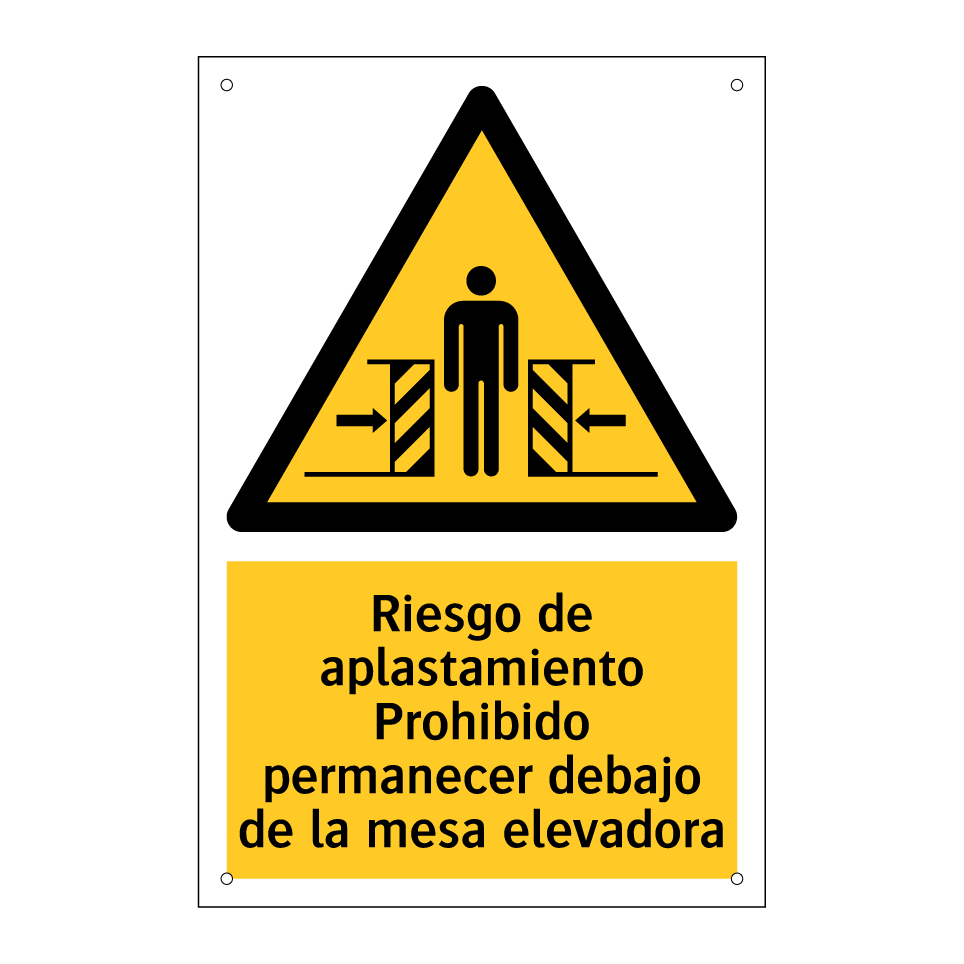 Riesgo de aplastamiento Prohibido permanecer debajo de la mesa elevadora