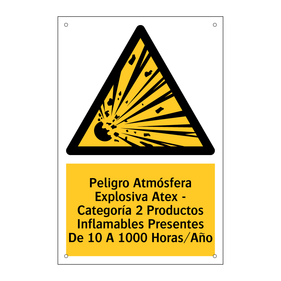 Peligro Atmósfera Explosiva Atex - Categoría 2 Productos Inflamables Presentes De 10 A 1000 Horas/Año