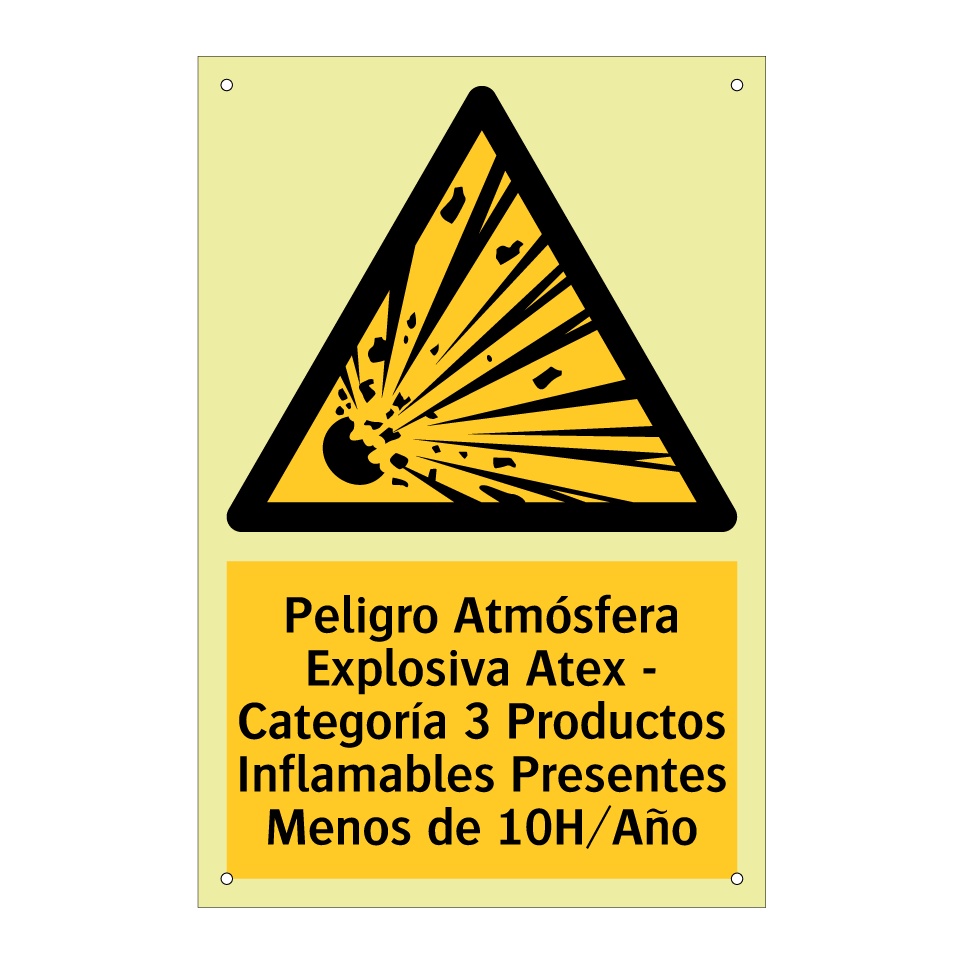 Peligro Atmósfera Explosiva Atex - Categoría 3 Productos Inflamables Presentes Menos de 10H/Año