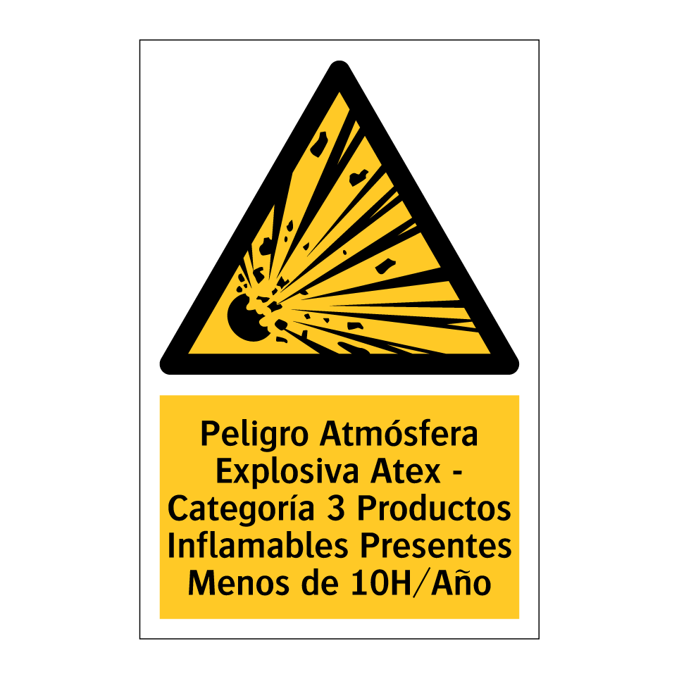 Peligro Atmósfera Explosiva Atex - Categoría 3 Productos Inflamables Presentes Menos de 10H/Año