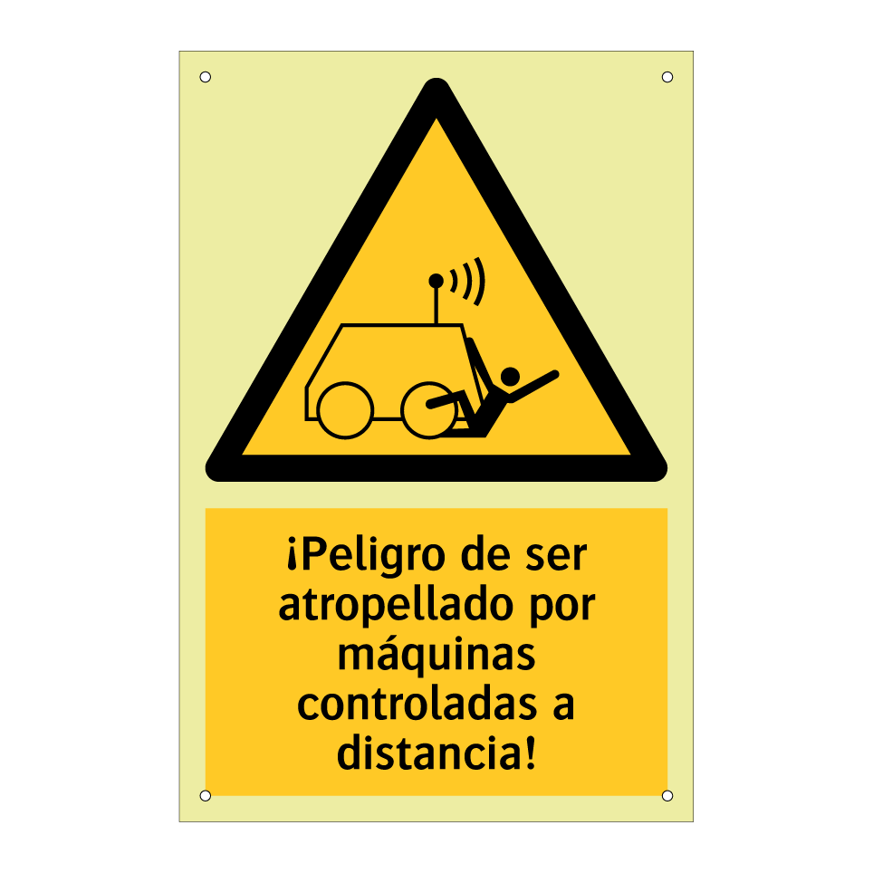 ¡Peligro de ser atropellado por máquinas controladas a distancia!