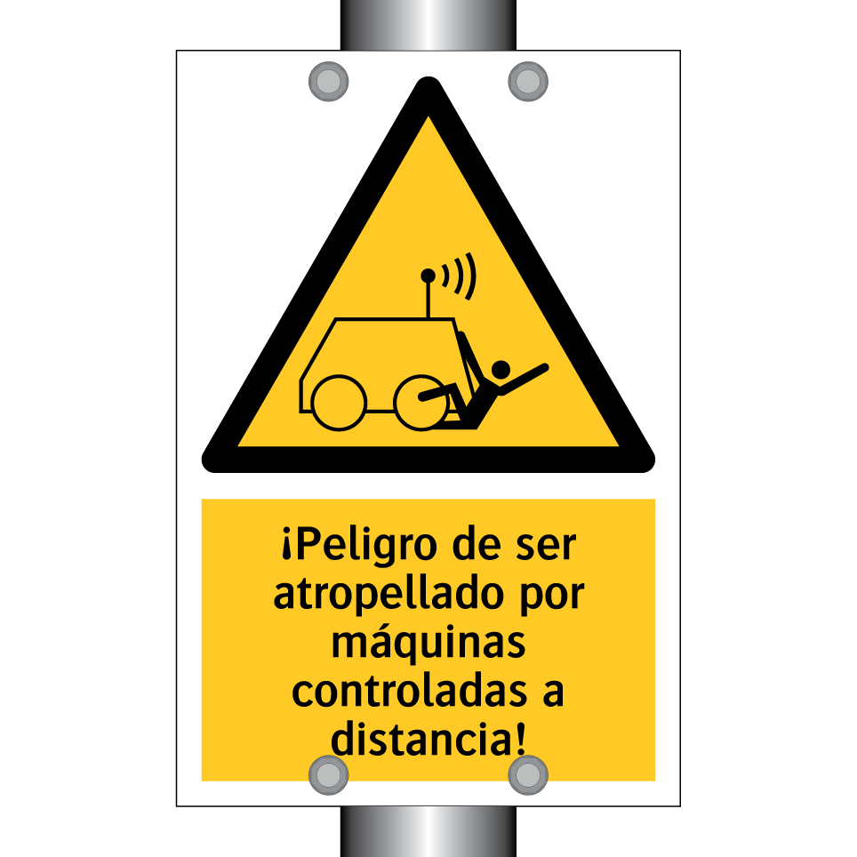 ¡Peligro de ser atropellado por máquinas controladas a distancia!