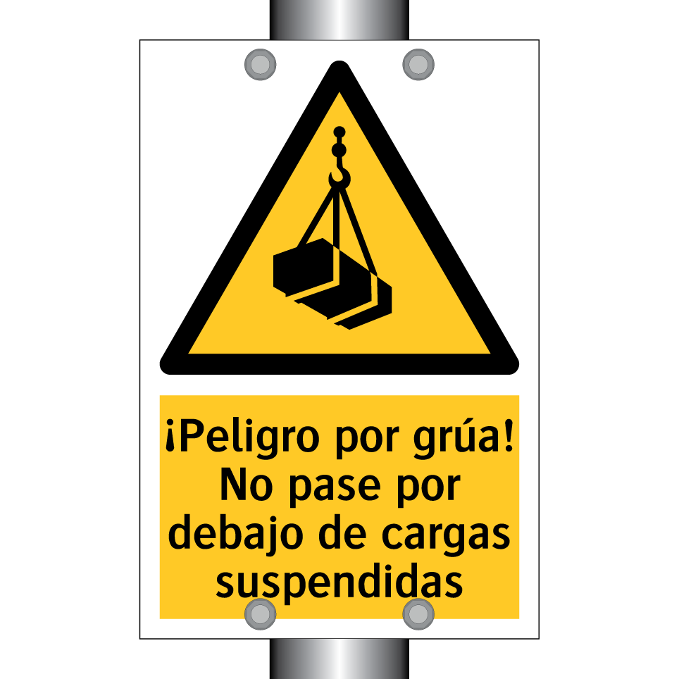 ¡Peligro por grúa! No pase por debajo de cargas suspendidas