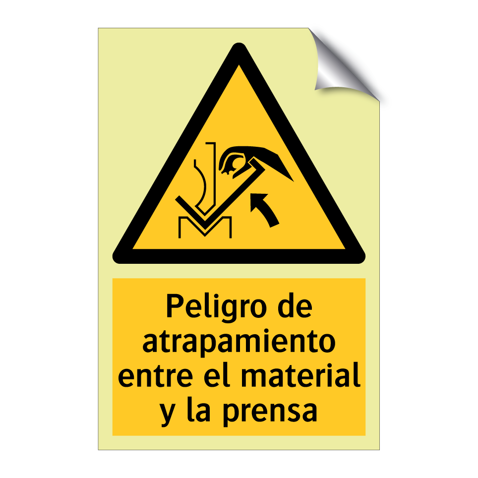 Peligro de atrapamiento entre el material y la prensa
