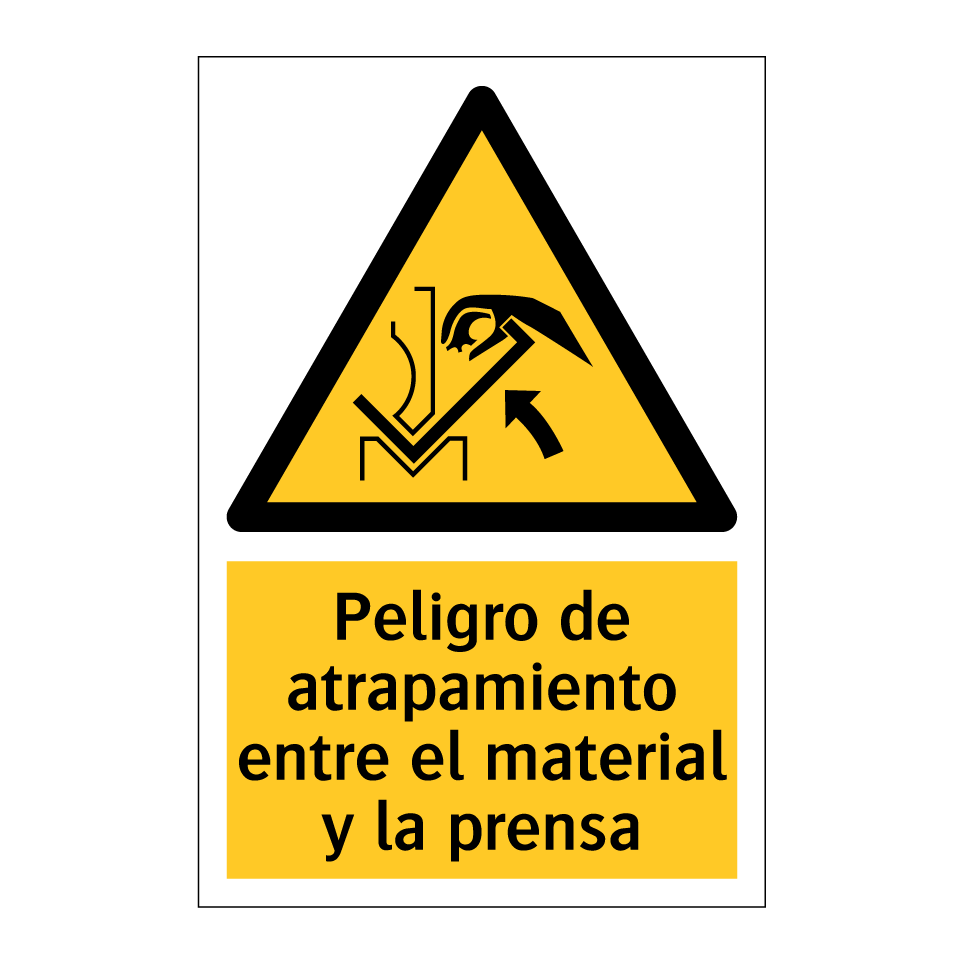 Peligro de atrapamiento entre el material y la prensa