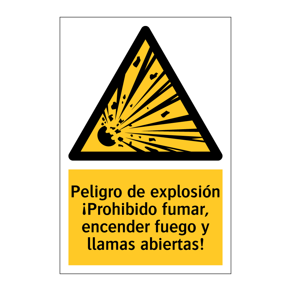 Peligro de explosión ¡Prohibido fumar, encender fuego y llamas abiertas!