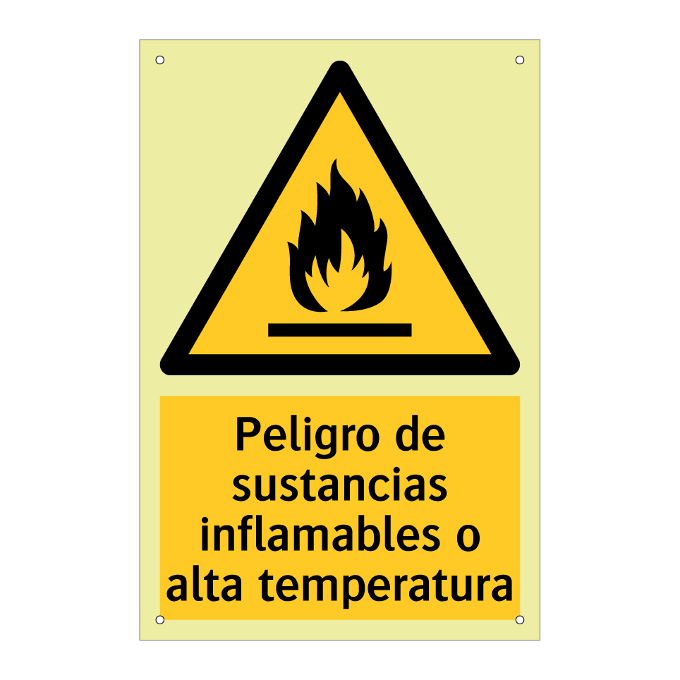 Peligro de sustancias inflamables o alta temperatura