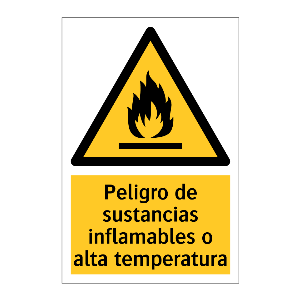 Peligro de sustancias inflamables o alta temperatura