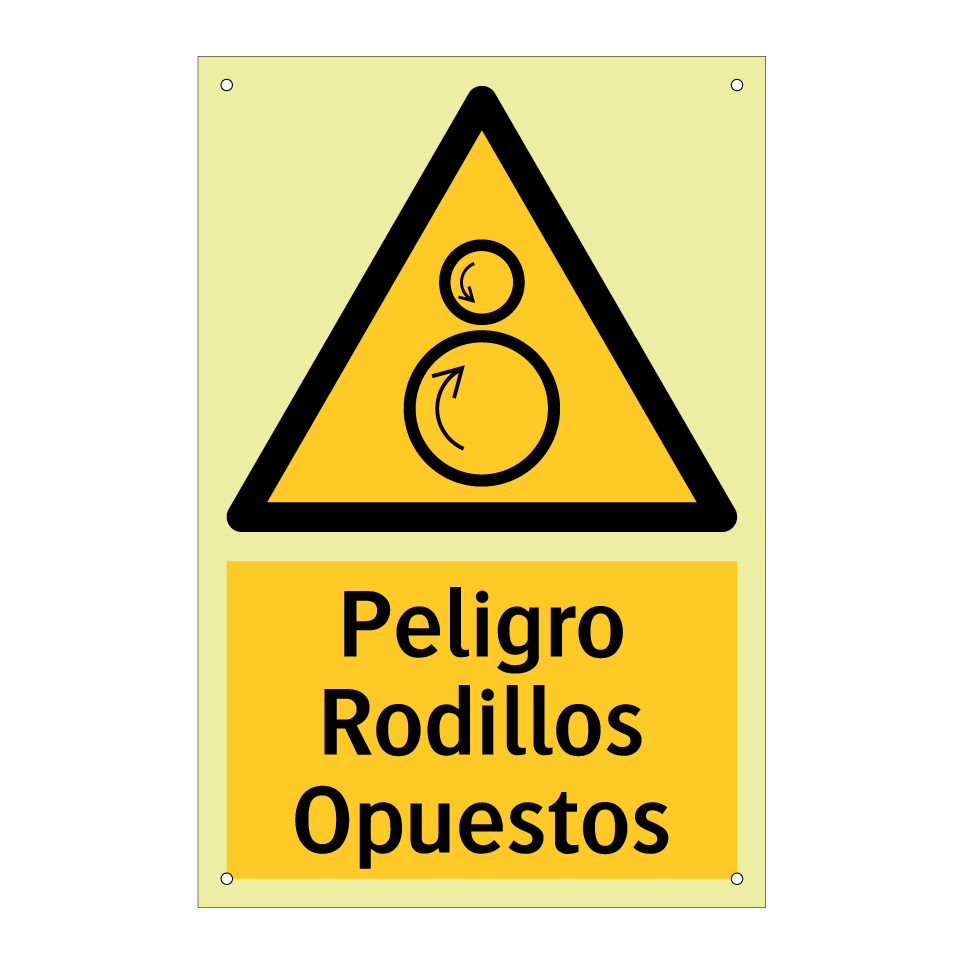 Peligro Rodillos Opuestos