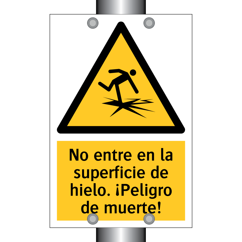 No entre en la superficie de hielo. ¡Peligro de muerte!