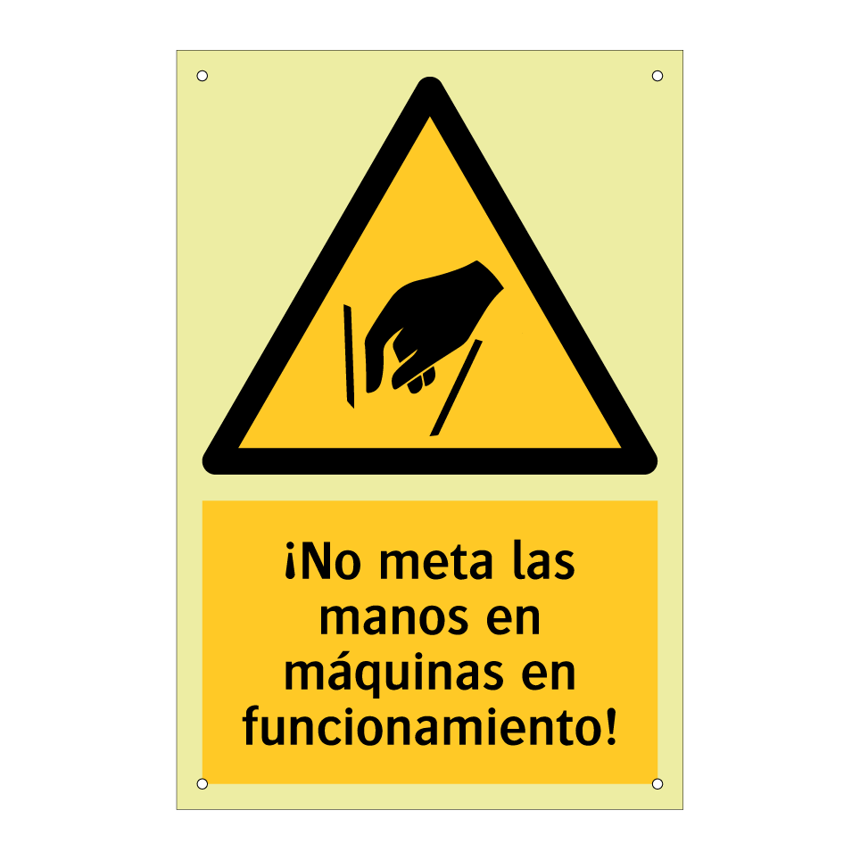 ¡No meta las manos en máquinas en funcionamiento!