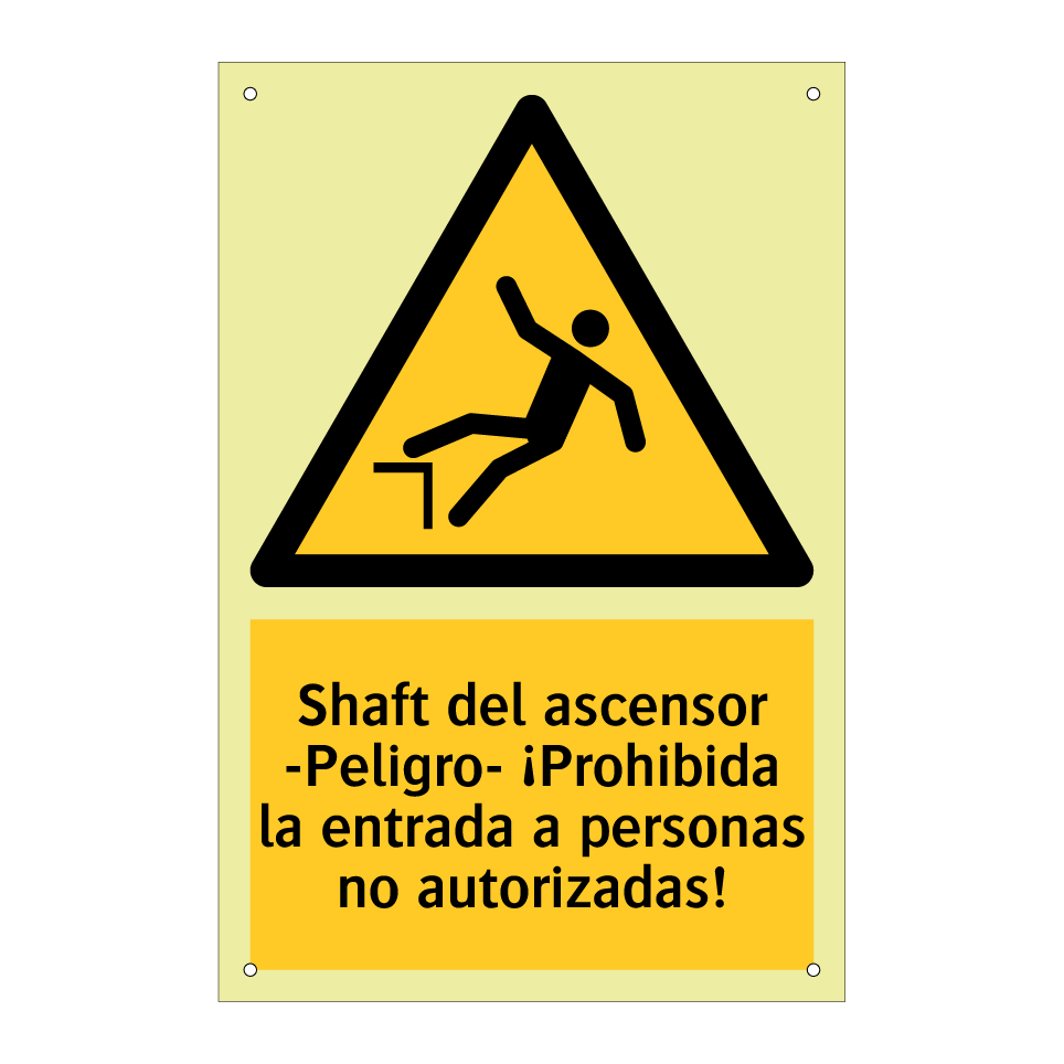 Shaft del ascensor -Peligro- ¡Prohibida la entrada a personas no autorizadas!