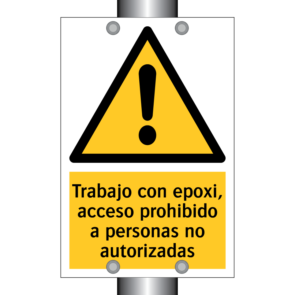 Trabajo con epoxi, acceso prohibido a personas no autorizadas