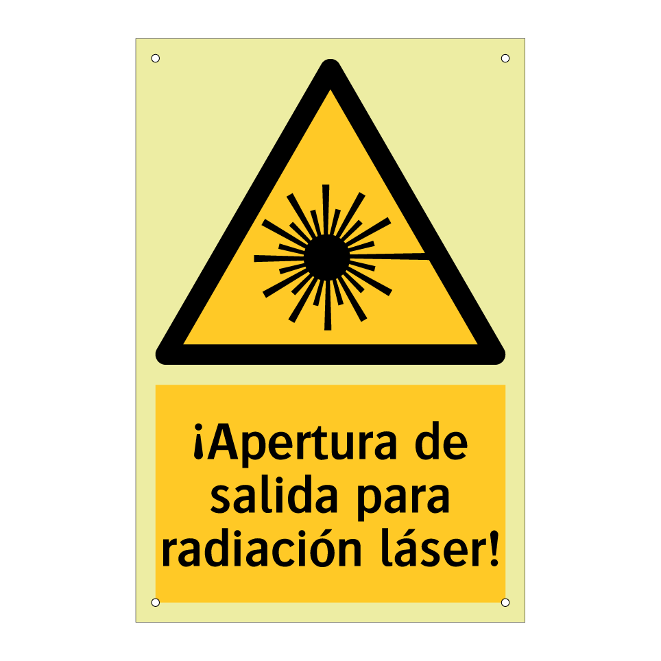 ¡Apertura de salida para radiación láser!