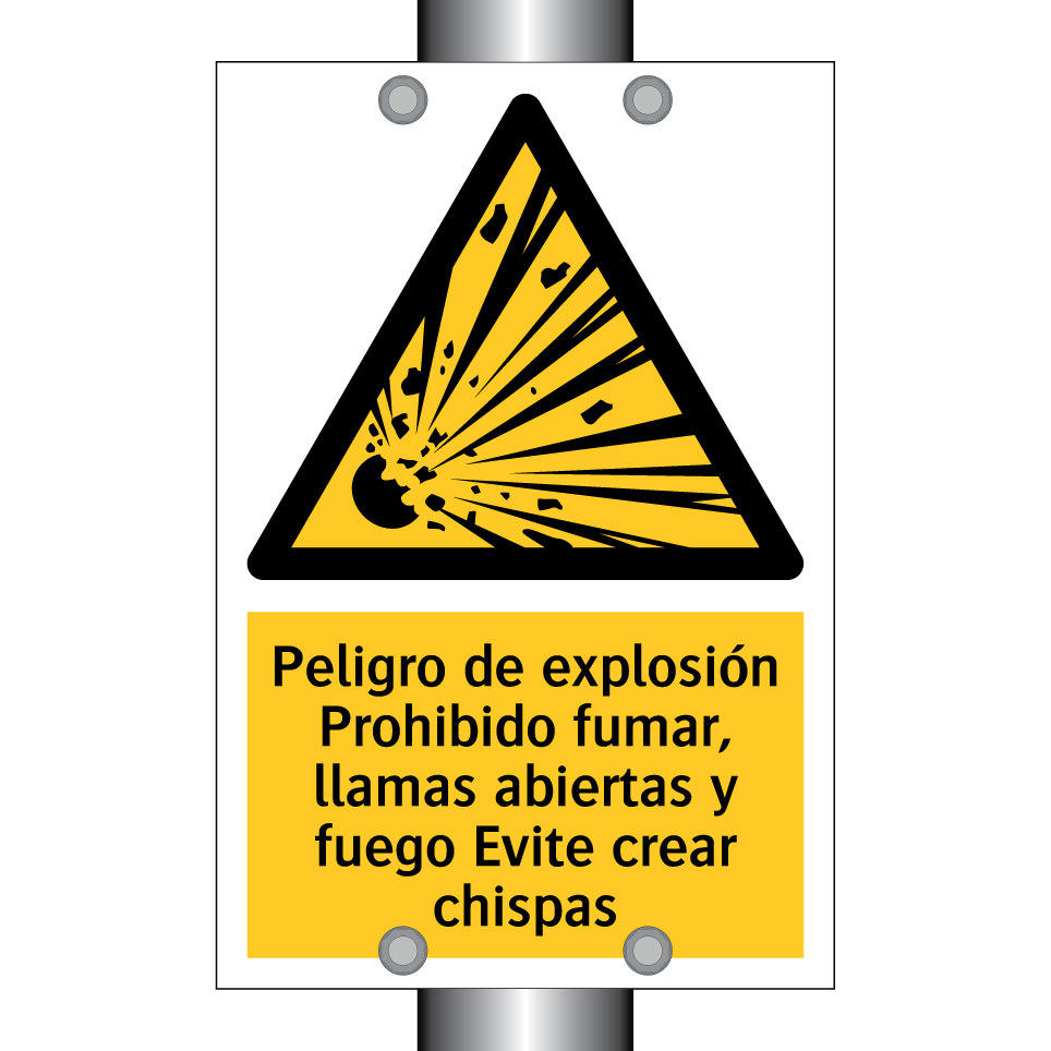 Peligro de explosión Prohibido fumar, llamas abiertas y fuego Evite crear chispas