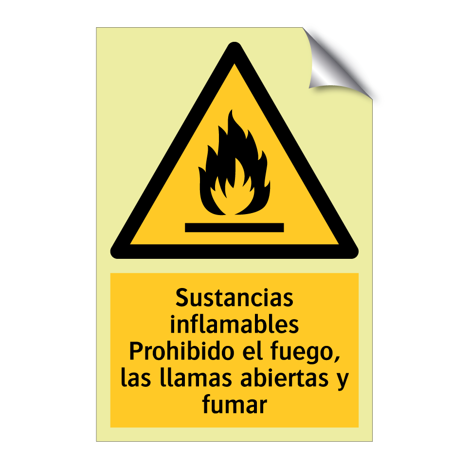Sustancias inflamables Prohibido el fuego, las llamas abiertas y fumar