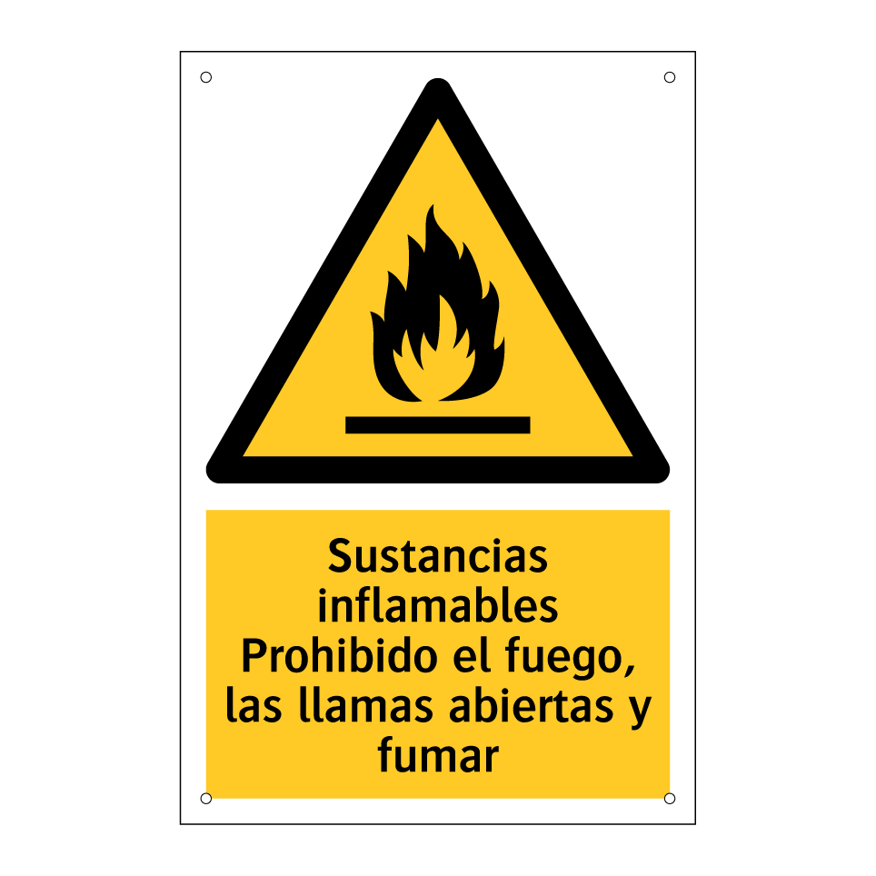 Sustancias inflamables Prohibido el fuego, las llamas abiertas y fumar