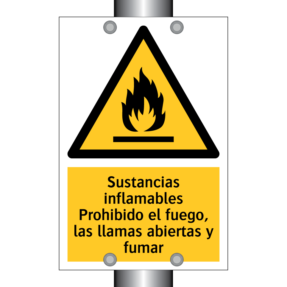 Sustancias inflamables Prohibido el fuego, las llamas abiertas y fumar