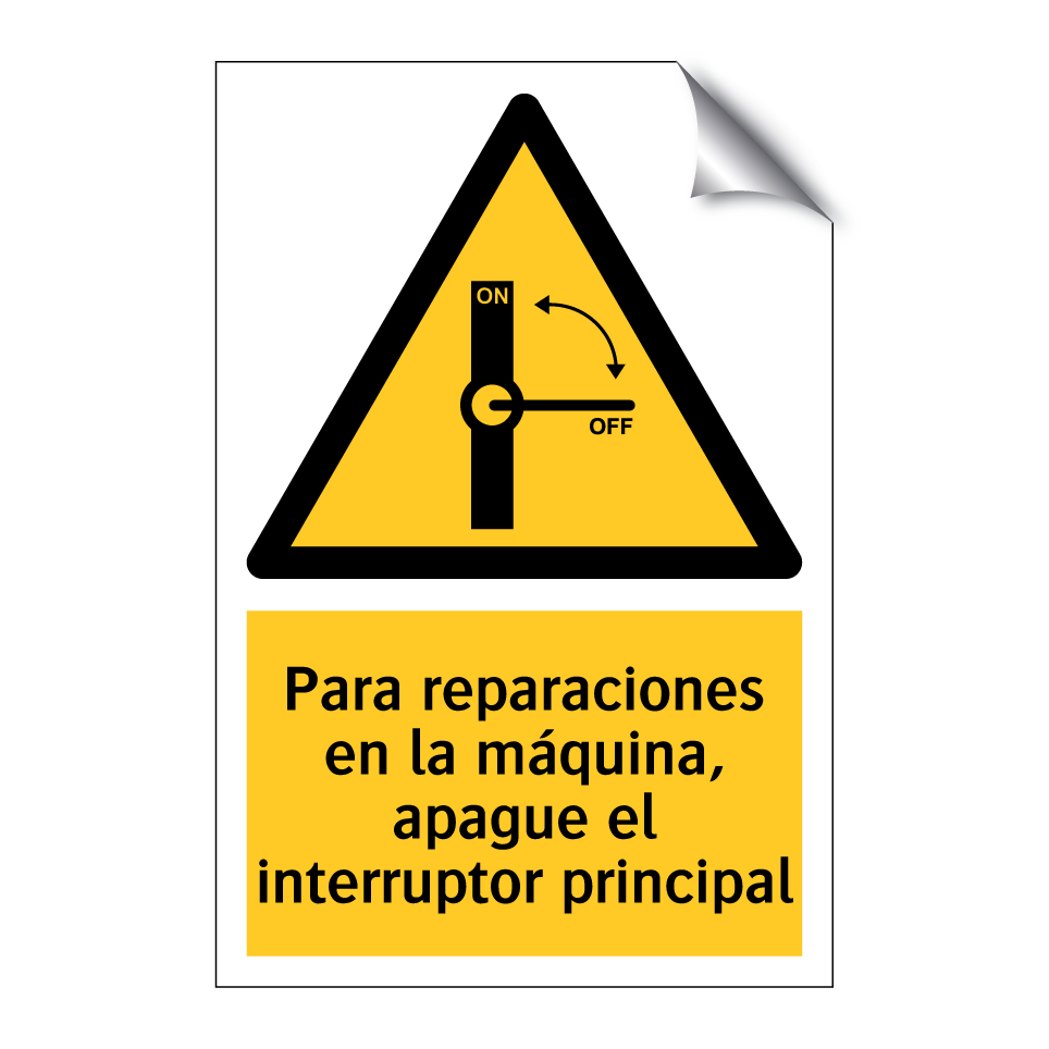 Para reparaciones en la máquina, apague el interruptor principal