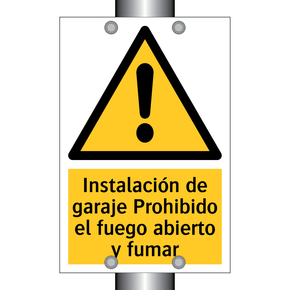 Instalación de garaje Prohibido el fuego abierto y fumar