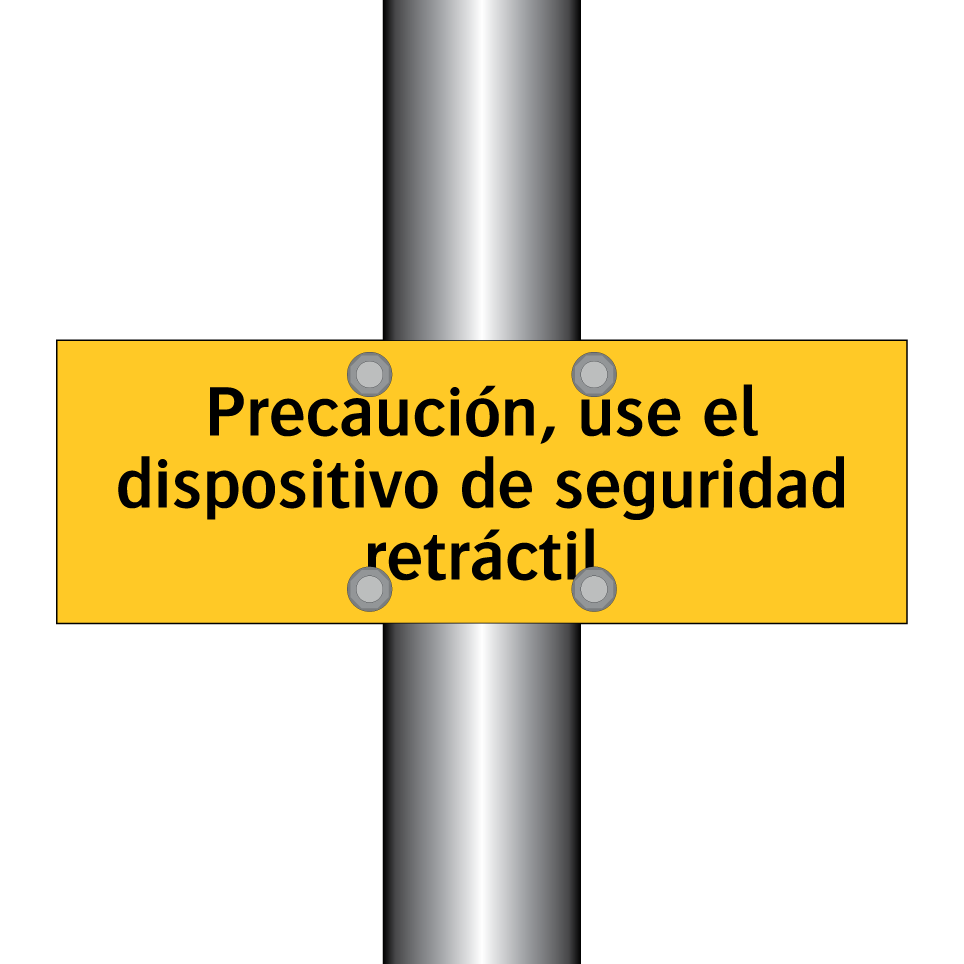 Precaución, use el dispositivo de seguridad retráctil