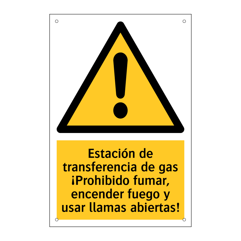 Estación de transferencia de gas ¡Prohibido fumar, encender fuego y usar llamas abiertas!