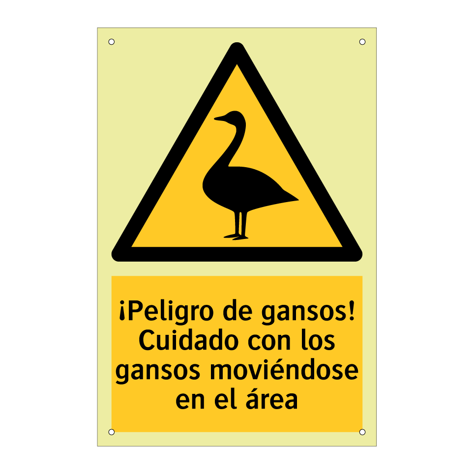 ¡Peligro de gansos! Cuidado con los gansos moviéndose en el área