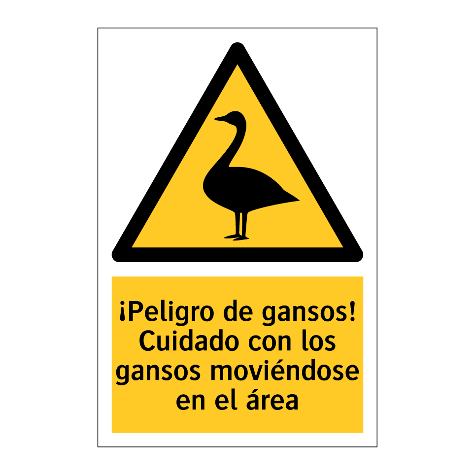 ¡Peligro de gansos! Cuidado con los gansos moviéndose en el área